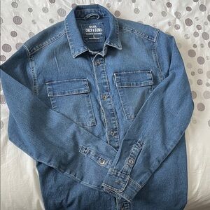 Blue Denim Only & Son Button-Up Shirt